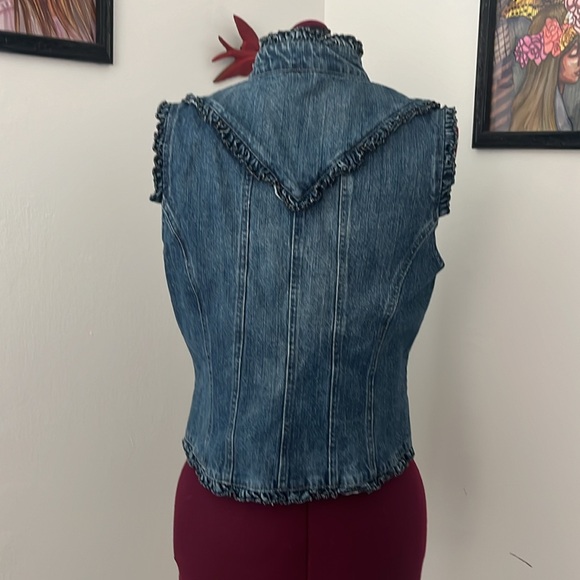 Ruffle Jean vest, Victorian style, clasp front, Jean vest, sale, vest - Picture 6 of 14